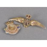 A 9ct gold RAF Sweetheart brooch, together with a 9ct gold H.M.S Emperor of Indian badge, missing