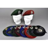 An assortment of mid/late 20th century German berets, including Bundeswehr Panzer Grenadier