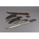 A small Kukri dagger, having engraved blade, marked I.C.E, with brass finial, together with