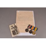 A WWI Canadian medal trio, the War and Victory medal awarded to 303071 BMBR J.KEEGAN C.G.A, and