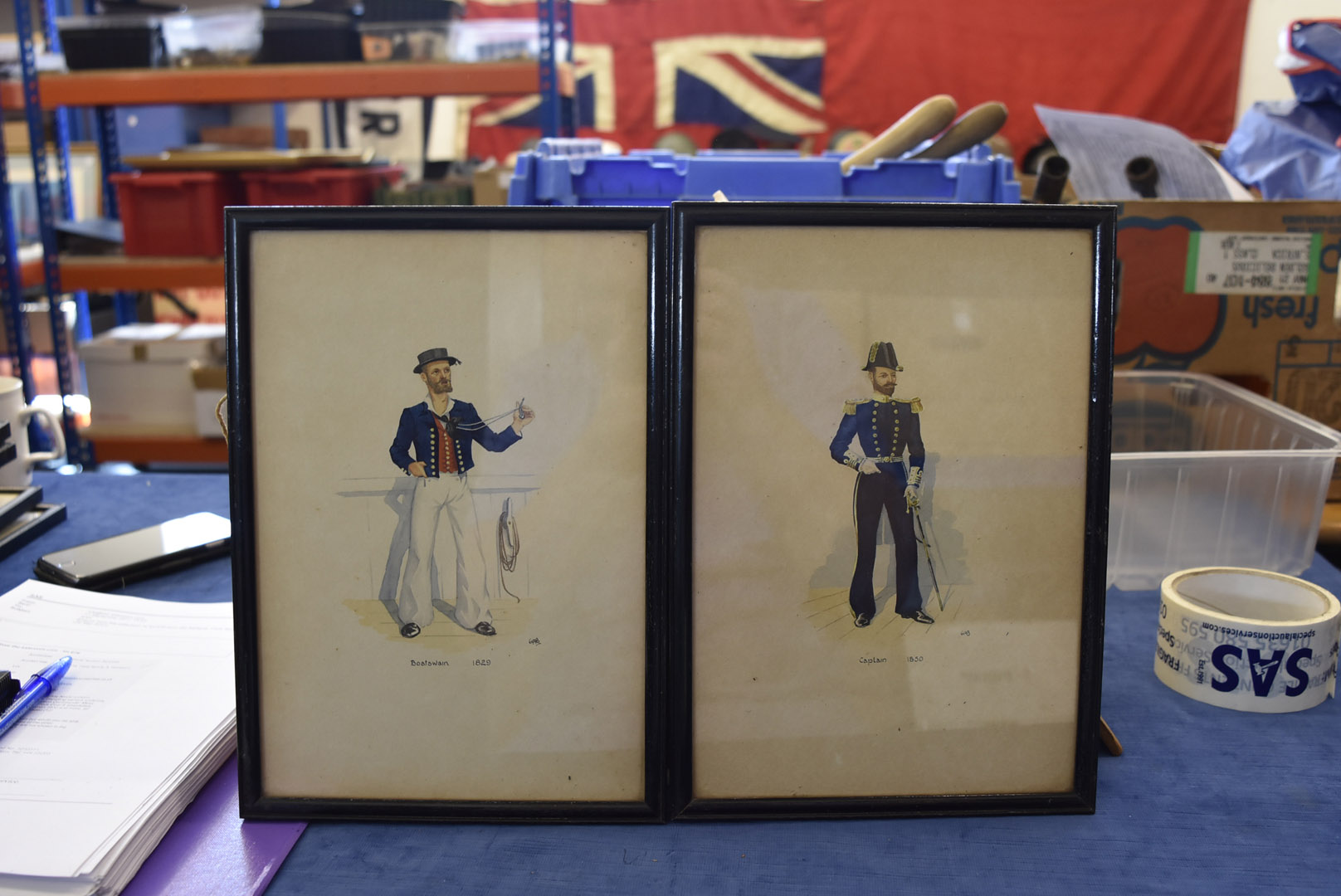 A group of 12 fine Naval uniform watercolours, depicting various uniforms, including Surgeon - Image 5 of 7