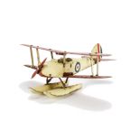 Meccano No.0 Constructor Aeroplane, built as a Biplane, cream, with floats, red wings and trim,