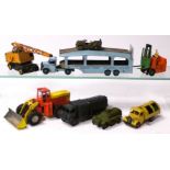 Playworn Dinky Industrial Vehicles, including a 582 Car Transporter, 571 Coles Mobile Crane, 642