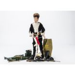 Palitoy 1970's Action Man, dressed in an incomplete 17th/21st Lancers uniform (missing one spur,