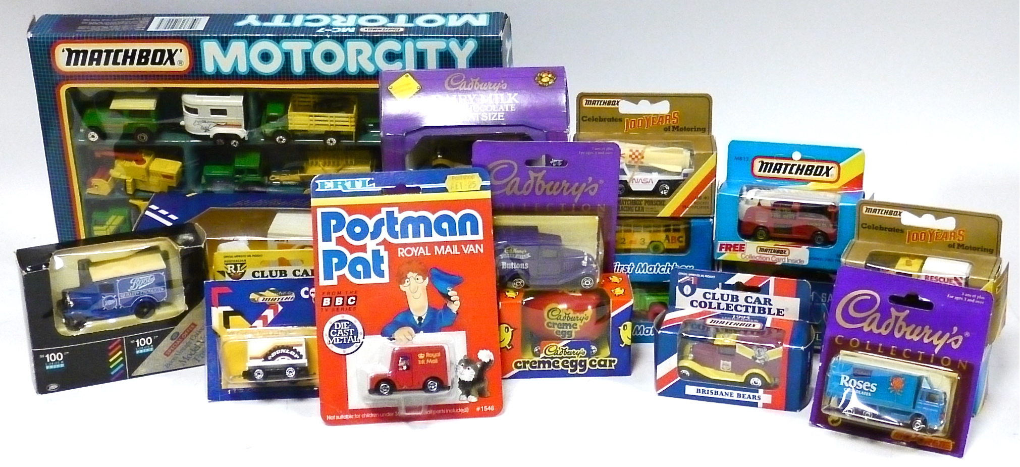 Matchbox, cars and commercial vehicles from the Mattel Wheels, Club Cars, Cadburys and other