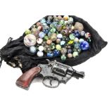 Glass Marbles, assorted sizes and colours (240+) and a Crescent Toys Smith & Wesson Type 'Federal