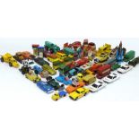 Large Collection of Playworn Diecast, various scale cars, emergency, industrial and commercial