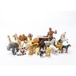 Plastic Figures and Diecast Accessories, Corgi giraffe, elephant, Robin and police dog, Matchbox