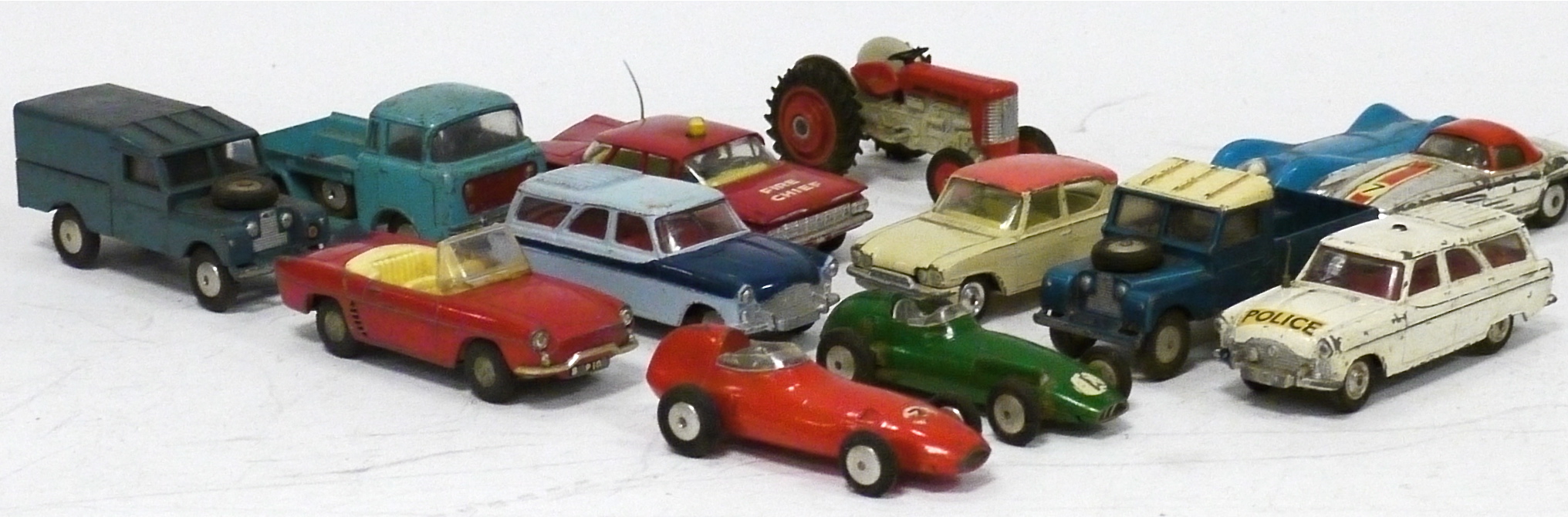 Spot-On & Corgi Cars, including a Spot-On Renault Floride, Corgi 315 Ford Consul, 409 'Jeep' FC-