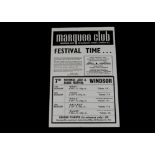 The Marquee Club, Original double sided single sheet programme of events for June 1967, artists to