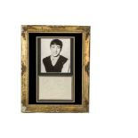 The Beatles / John Lennon / Autograph, framed and glazed 8"x5" paper sheet signed 'Love From A (