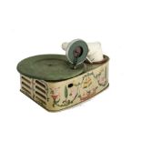 Toy gramophone, Bing: a Bingola 1, with tapered tinplate case printed with cherubs