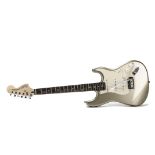 Electric Guitar, Fender Squier Stratocaster, serial no CY03075112, gold finish, crafted in China, in