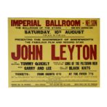 John Leyton, Original UK quad size concert poster for the Imperial Ballroom Nelson Lancaster,