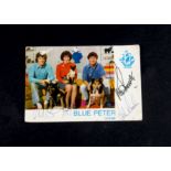 Blue Peter, An original post card size colour promotional card, signed by Valerie Singleton, Peter