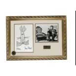 James Stewart / Harvey The Rabbit, A framed and glazed paper sheet with hand drawn pen sketch of