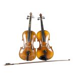 Violins, A Boosey and Hawkes with bow and case, sold with one other unbranded with case