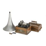 Phonograph, Edison Bell: a Gem, with New Model reproducer and alloy horn (lacking bell medallion and