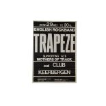 Trapeze, Original 1970s concert poster for the Zaal Club, Keerbergen, Belgium 29th May, with support