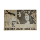 Trapeze, two US posters, Ector County Coliseum, Odessa Texas - Saturday May 6th 1972, card poster