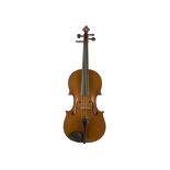 Violin, Full size - labelled Emile Miquel. Made In Mirecourt circa 1900, one crack to belly