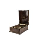 Table grand gramophone, oak: a HMV Model 461 (lacking soundbox, waste needle bowl and lid veneer