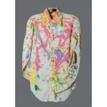 The Beatles / George Harrison, A white long-sleeved shirt with button down collar with popper-
