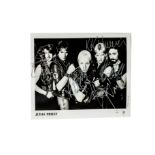 Judas Priest / Autographs, A 10"x8" Columbia Records black and white promotional photograph signed