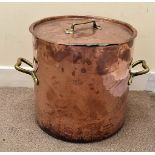 A very large late 18th/early 19th century copper pan and cover, of hand hammered and soldered