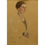 Martin Betzou (1893-1973), watercolour and bodycolour portrait of Baroness Von Watterich, signed and