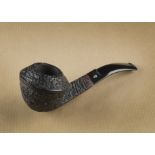 A Rinaldo briar unsmoked pipe, Lithos' model no.1, of bent shape with rusticated body, cut stem with