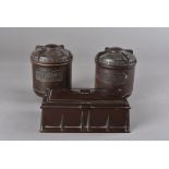 A collection of Bakelite storage jars, for tea, coffee, and sugar; together with a selection of four