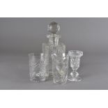 A suite of 13 highball glasses, plus a set of six lead crystal whisky glasses and decanter,