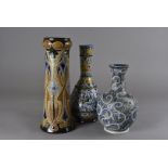 Three Doulton vases by Frank Barlow, including a Royal Doulton sleeve vase, and two Doulton