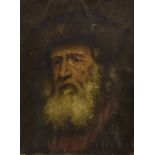 After Rembrandt Van Rijn, 19th century oil on canvas portrait of an old man with beard 46 cm x 35 cm