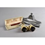 A WMF pewter inkstand and pen tray, with stylised floral decoration to corners, marked to back,