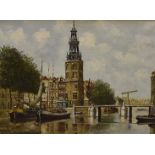 Two 20th century north European school oil on canvas landscapes, each depicting boats on the