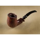 A Stanwell briar estate pipe, the 'Queen' with smooth straight grain, sandblasted rim, marked to