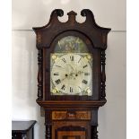 A 19th Century North Country oak inlaid and crossbanded long case clock, the eight day movement by R