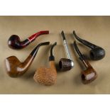 Six British briar bowl pipes, comprising a London made Ben Wade Colinadale, polished birds eyes