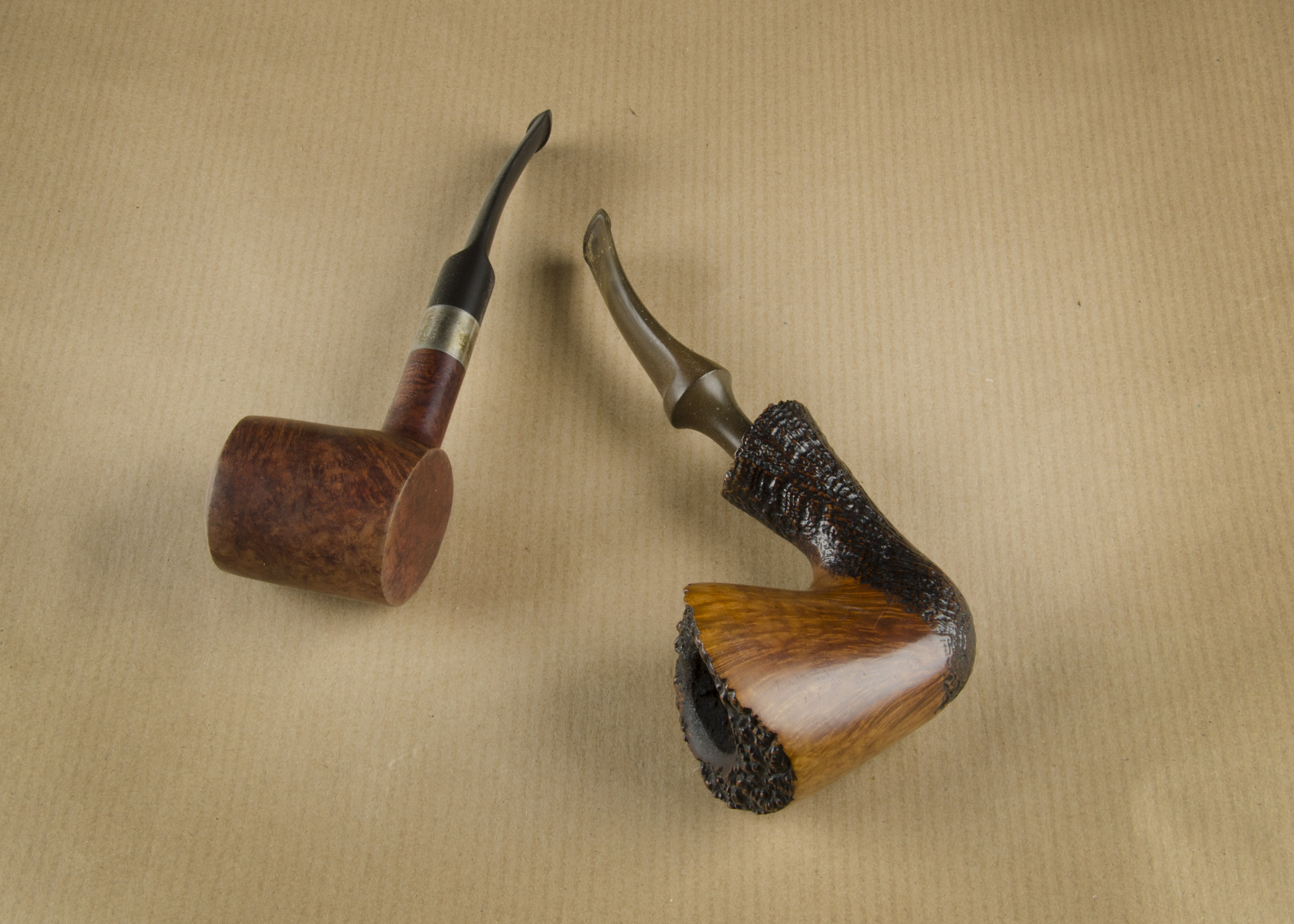A Savinelli Silver chimney sitter, marked to shank 310 KS, polished mixed grain with silver