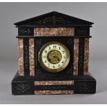 A 19th Century slate mantel clock, the eight day movement with enamel chapter ring, gilt metal