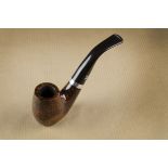 A Viking Classic sitter briar estate pipe, hand made with silver plated collar, with hand cut stem
