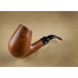 A Refbjerg briar estate pipe, the curved straight grain, with a high tapered bowl, and logo marked