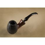 A Bari Wiking hand made briar sitter estate pipe, with sandblasted and smooth finish, stamped to