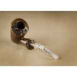 R. Bijou estate briar pipe, the straight grain, of axe head shape, with colourless acrylic stem