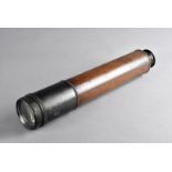 A Victorian W Watson & Sons two draw telescope, with leather casing and pull out sun shade marked