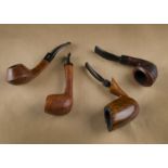 Four Danish briar estate pipes, comprising a Bari Wiking, curved shape with volcano bowl and faceted