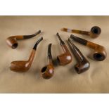 A collection of G.W Sims briar estate pipes, all smooth finish, two Canadian, one with a broken