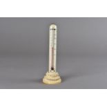 A Thomas King 19th century ivory mounted thermometer, with glass dome 19 cm H overall